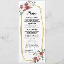 Waterverf Menu Weddenschappen Receptie Rood Cream 