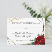 Waterverf Merlot Moderne Bloemengeometrie RSVP Kaart (Staand voorkant)