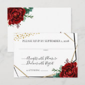 Waterverf Merlot Moderne Bloemengeometrie RSVP Kaart (Voorkant / Achterkant)