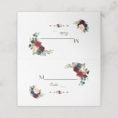 Waterverf Merlot Navy Blauwe Bloem Tafel Nummer Plaatskaartje (Buitenkant ongevouwen)