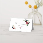 Waterverf Merlot Navy Blauwe Bloem Tafel Nummer Plaatskaartje (Achterkant)