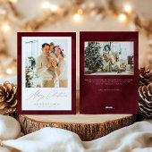 Waterverf Merlot Red 3 foto's Kerst Feestdagenkaart