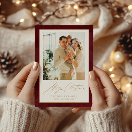 Waterverf Merlot Red 3 foto's Kerst Feestdagenkaart