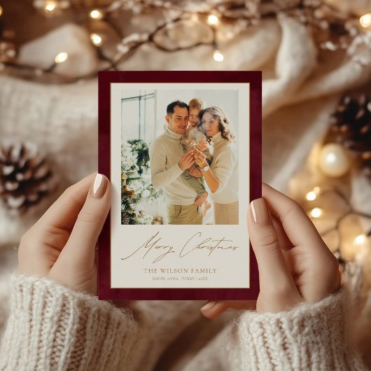 Waterverf Merlot Red 3 foto's Kerst Feestdagenkaart