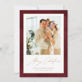 Waterverf Merlot Red 3 foto's Kerst Feestdagenkaart (Voorkant)