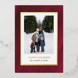 Waterverf Merlot Rood lijst Foto Kerst Folie Feestdagenkaart