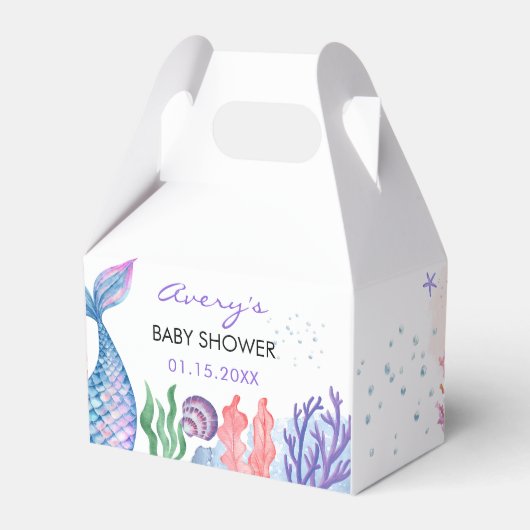 Waterverf Mermaid Baby shower Favor Box Bedankdoosjes (Voorkant Zijde)