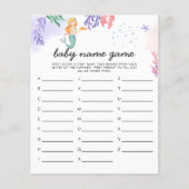 Waterverf Mermaid Baby shower Game Name (Voorkant)