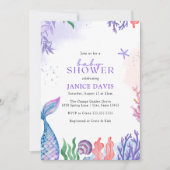 Waterverf Mermaid Baby shower Invitation Kaart (Voorkant)