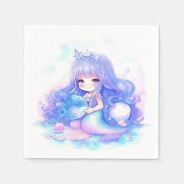 Waterverf Mermaid Baby shower Servet