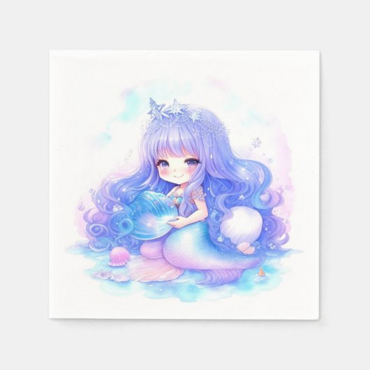 Waterverf Mermaid Baby shower Servet (Voorkant)