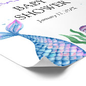 Waterverf Mermaid Baby shower Welkomstteken Poster (Hoek)