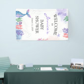 Waterverf Mermaid Baby shower Welkomstteken Spandoek (Beurs)