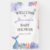 Waterverf Mermaid Baby shower Welkomstteken Spandoek (Verticaal)
