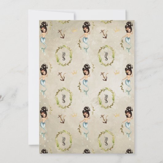 Waterverf Mermaid Bachelorette Kaart (Achterkant)