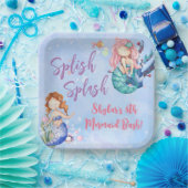 Waterverf Mermaid Bash Birthday Paper Borden Papieren Bordje (Feest)
