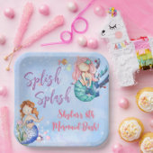 Waterverf Mermaid Bash Birthday Paper Borden Papieren Bordje (Feest)