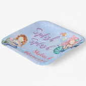 Waterverf Mermaid Bash Birthday Paper Borden Papieren Bordje (Gebogen)