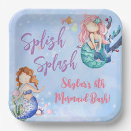 Waterverf Mermaid Bash Birthday Paper Borden Papieren Bordje