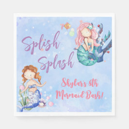 Waterverf Mermaid Bash Birthday Servet