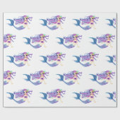 Waterverf Mermaid Birthday Party Cadeaupapier (Vlak)