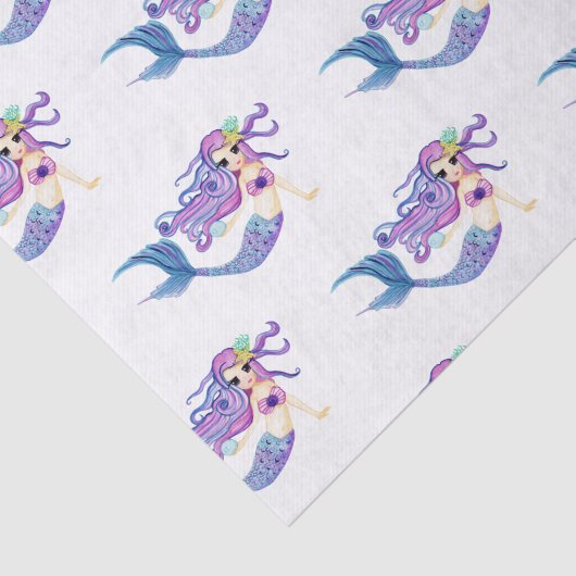 Waterverf Mermaid Birthday Party Tissuepapier (Detail)