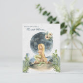 Waterverf Mermaid en Full Moon Vrijgezellenfeest Kaart (Staand voorkant)