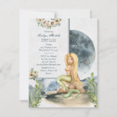 Waterverf Mermaid en Full Moon Vrijgezellenfeest Kaart (Achterkant)