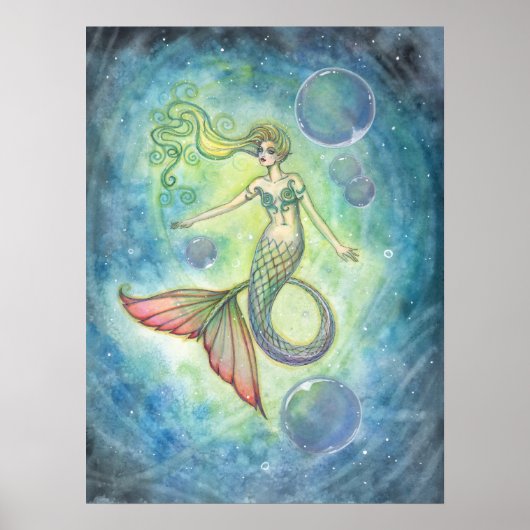 Waterverf Mermaid Fantay Art van Molly Harrison Poster (Voorkant)