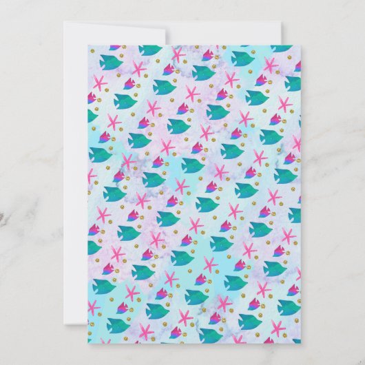 Waterverf Mermaid First Birthday Invitation Kaart (Achterkant)