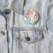 Waterverf Mermaid Princess Ronde Button 5,7 Cm (In situ)
