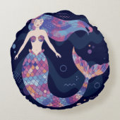 Waterverf Mermaid Rond Kussen (Achterkant)