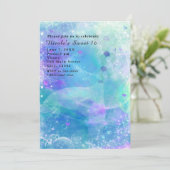 Waterverf Mermaid Tail Birthday Party Kaart (Staand voorkant)