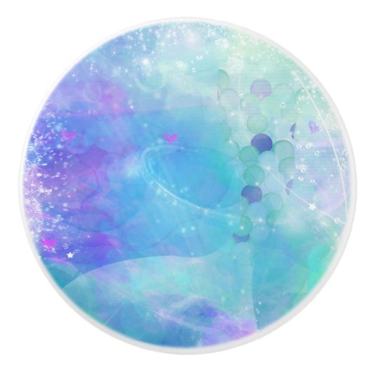 Waterverf Mermaid Tail Fantasy Enchanted Ocean Keramische Knop (Voorkant)