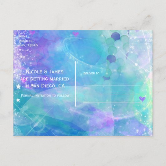 Waterverf Mermaid Tail Party Bewaar de datum Aankondigingskaart (Achterkant)