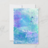 Waterverf Mermaid Tail Party - Tabelnummer kaart (Voorkant)