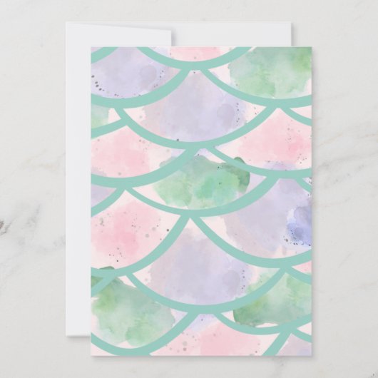 Waterverf Mermaid-uitnodiging Kaart (Achterkant)