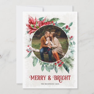 Waterverf Merry and Bright Foto met kerstkaart Kaart