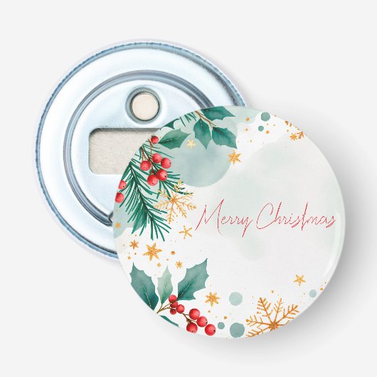 Waterverf Merry Christmas Bottle Opener – Elegant (Voorkant)