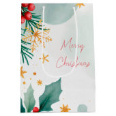 Waterverf Merry Christmas Gift Bag – Elegant Medium Cadeauzakje (Achterkant)