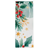 Waterverf Merry Christmas Gift Bag – Elegant Wijn Cadeautas (Achterkant)
