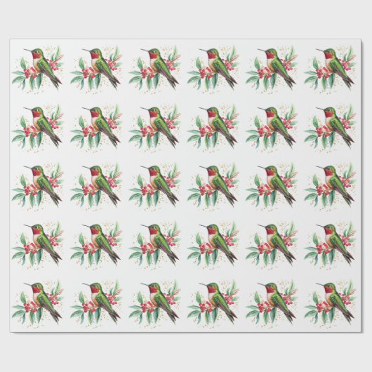 Waterverf Merry Christmas Hummingbird Cadeaupapier (Vlak)