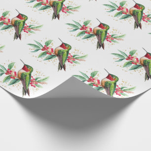 Waterverf Merry Christmas Hummingbird Cadeaupapier