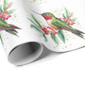 Waterverf Merry Christmas Hummingbird Cadeaupapier (Rol Hoek)