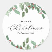 Waterverf Merry Christmas Label (Voorkant)