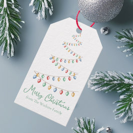 Waterverf Merry Christmas Lights Tree Modern Cadeaulabel