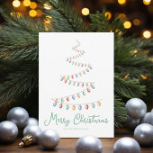 Waterverf Merry Christmas Lights Tree Modern Feestdagenkaart