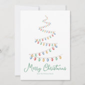 Waterverf Merry Christmas Lights Tree Modern Feestdagenkaart (Voorkant)