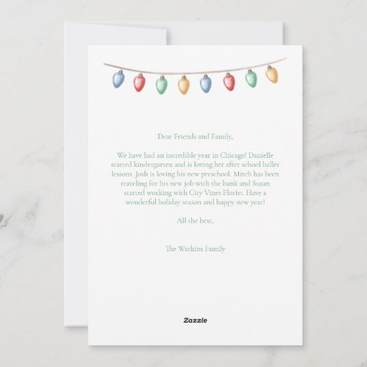 Waterverf Merry Christmas Lights Tree Modern Feestdagenkaart (Achterkant)