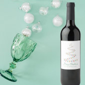 Waterverf Merry Christmas Lights Tree Modern Wijn Etiket